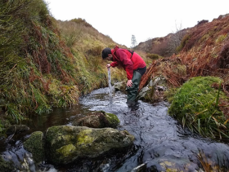 Edward Cox measuring depth cloghoge river